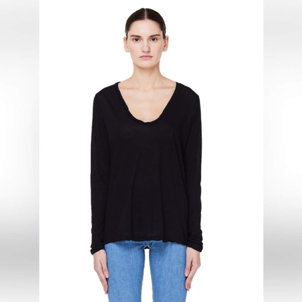James Perse Navy Cotton Jersey Long Sleeve Tee